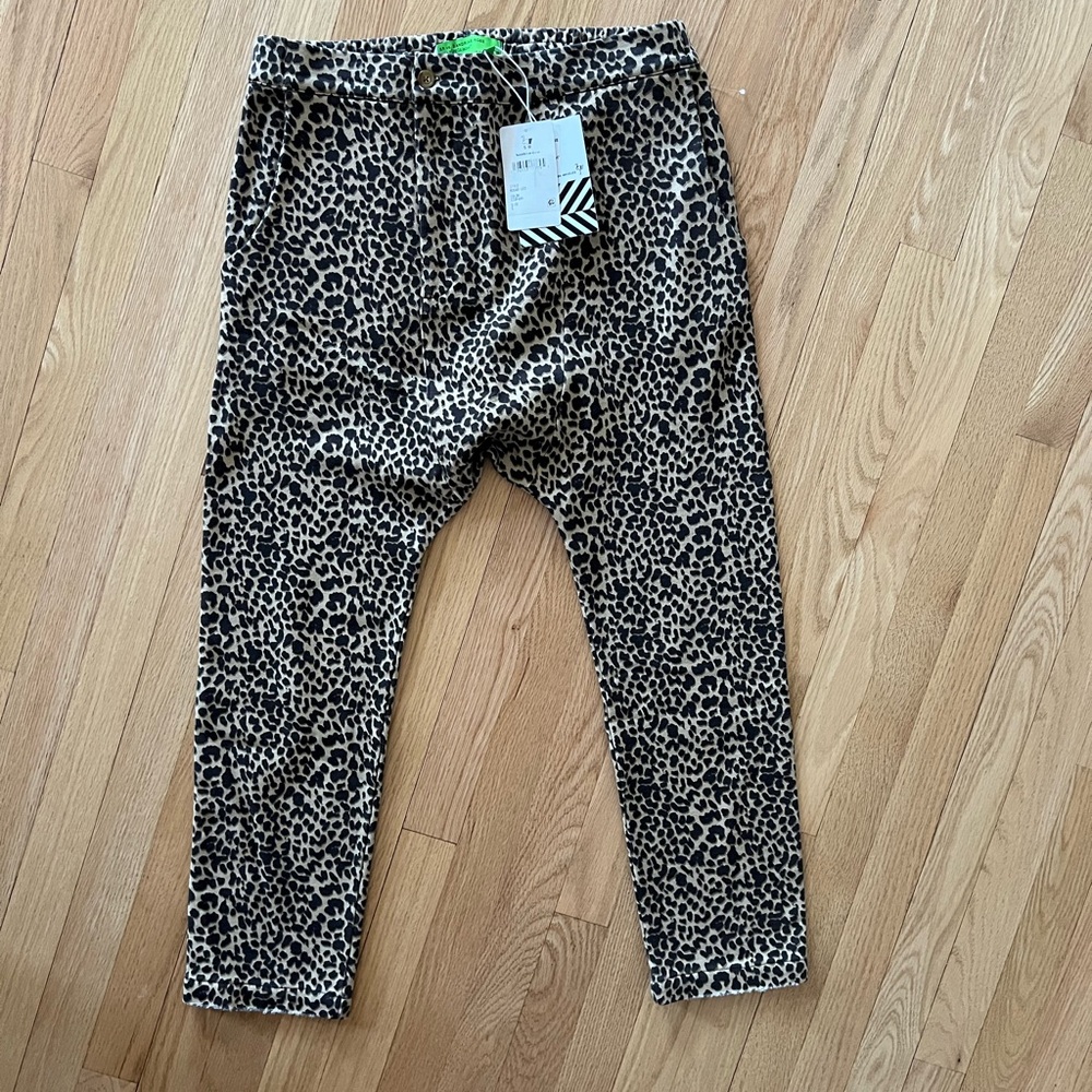 NWT Sandrine Rose Leopard Print Harem Joggers Size: Small